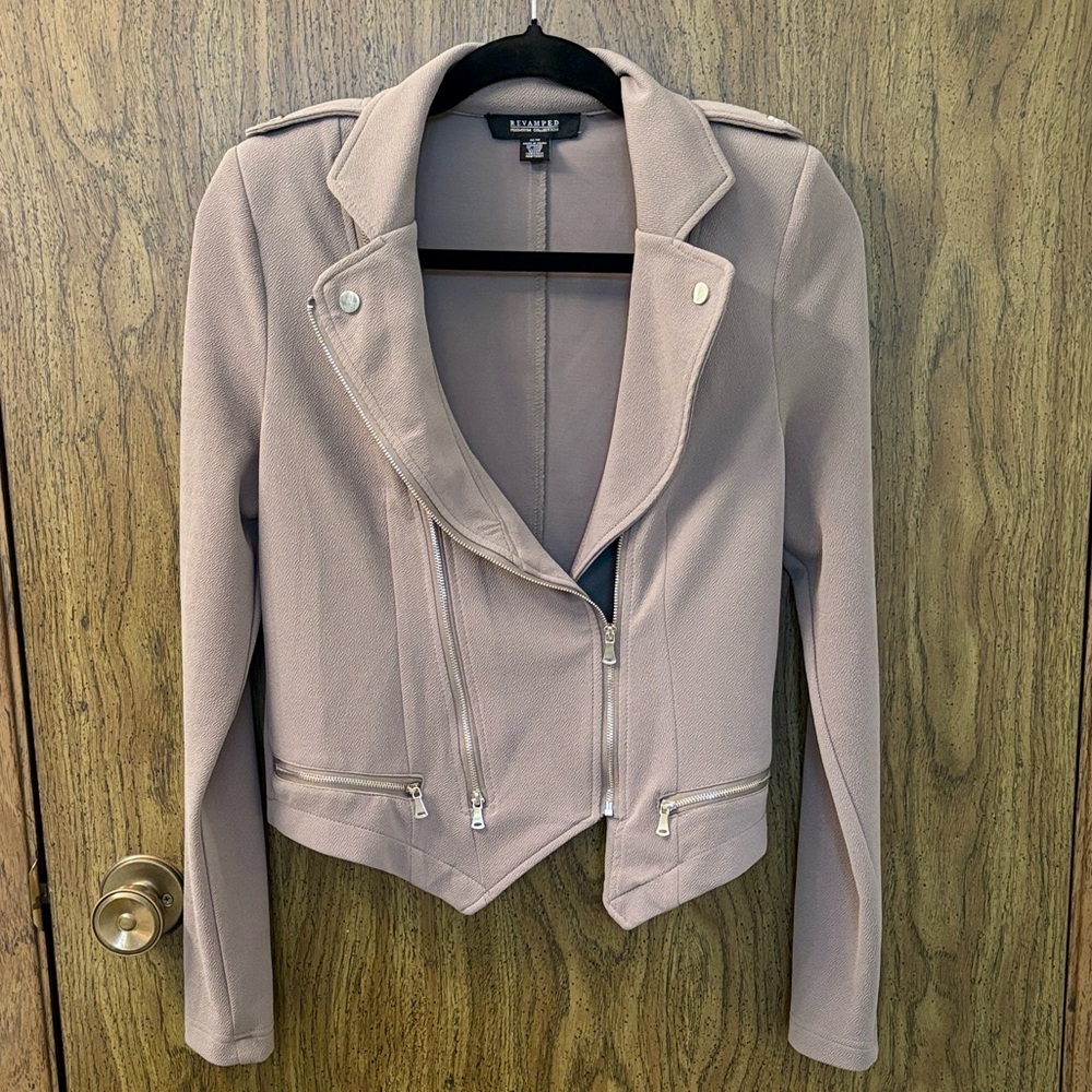 Revamped Women's Light Taupe Leather Jacket